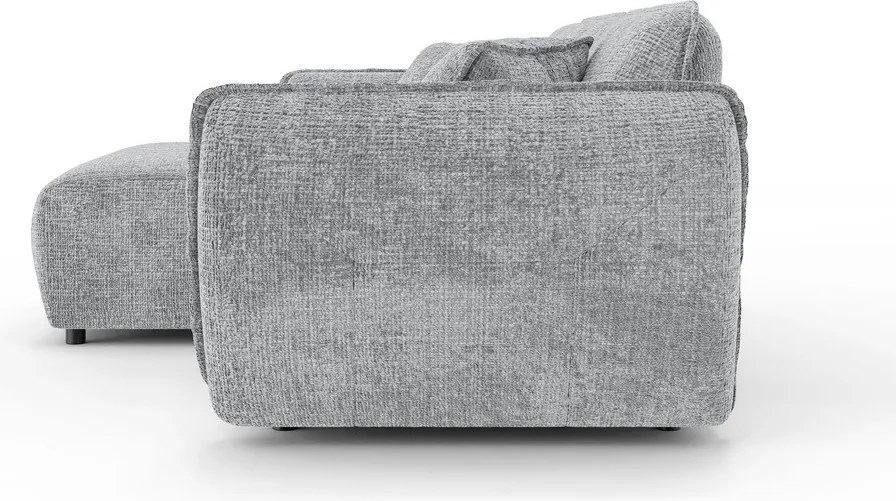 Colțar gri deschis cu tapițerie din chenille (cu colț pe partea stângă/cu șezlong) Nelia – Ropez