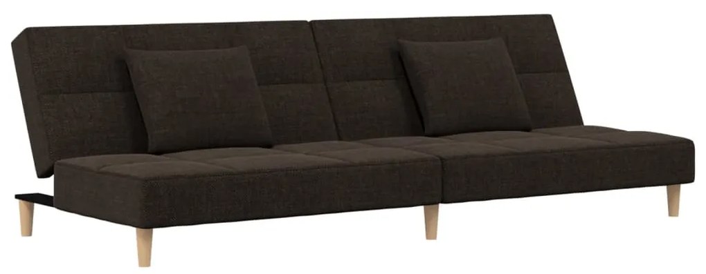 337420 vidaXL Canapea extensibilă cu 2 locuri, 2 perne, maro închis, textil
