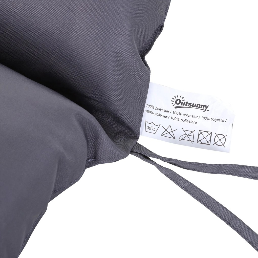 Outsunny Pernuță pentru Bancă de Grădină sau Leagăn de Grădină 132x110x10 cm cu 6 Curele de Fixare Gri Închis | Aosom Romania