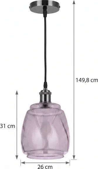 BRILAGI - Pendul LED pe cablu RETRO GLASS 1xE27/60W/230V Ø 26 cm negru/gri fumuriu