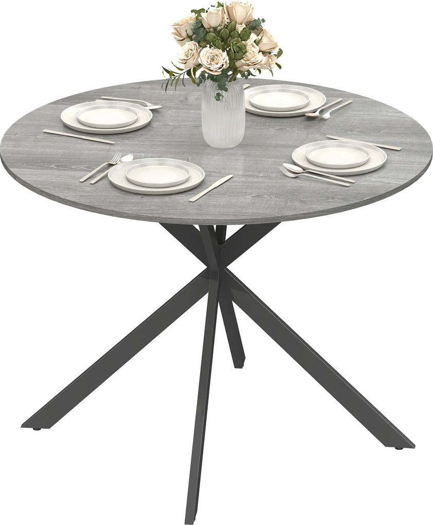 HOMCOM Masă rotundă pentru 4 persoane, masă de bucătărie în stil industrial cu picioare din oțel, pentru zona de luat masa, bucătărie, Gri | Aosom Romania