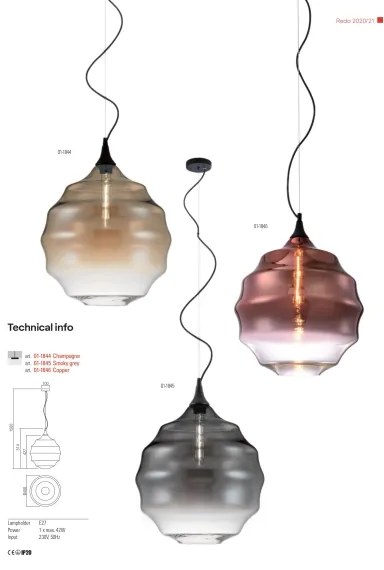 Lustră pe cablu Redo 01-1844 SLAG 1xE27/42W/230V d. 40 cm bej