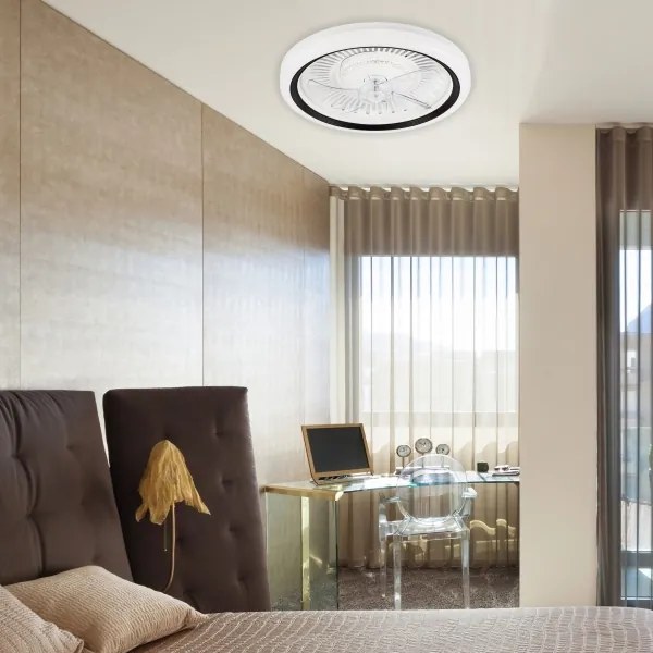 Plafonieră LED cu ventilator GEMMA LED/37W/230V alb + telecomandă