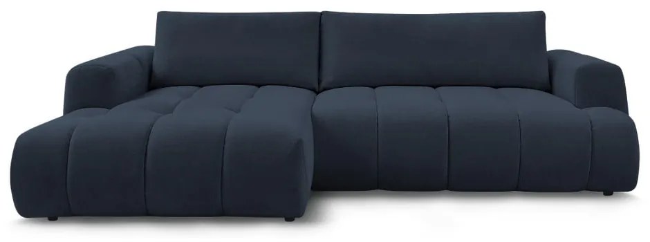 Colțar albastru închis extensibil/cu spațiu de depozitare (cu colț pe partea stângă/cu șezlong) Fuji – Bobochic Paris