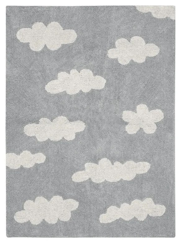 Covor pentru copii gri lavabil/țesut manual din amestec de bumbac 120x160 cm Clouds Grey – Lorena Canals