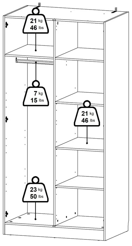Șifonier alb 99x200x62 cm Billund – Tvilum