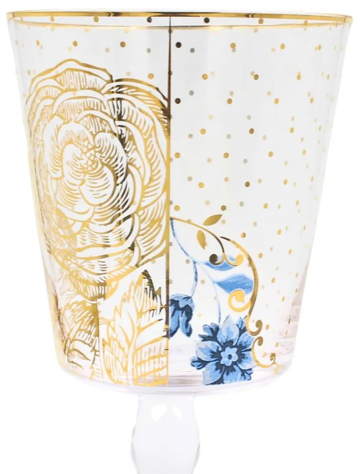 Pahar apă, Pip Studio, Golden Flower, 360ml, colecția Royal White