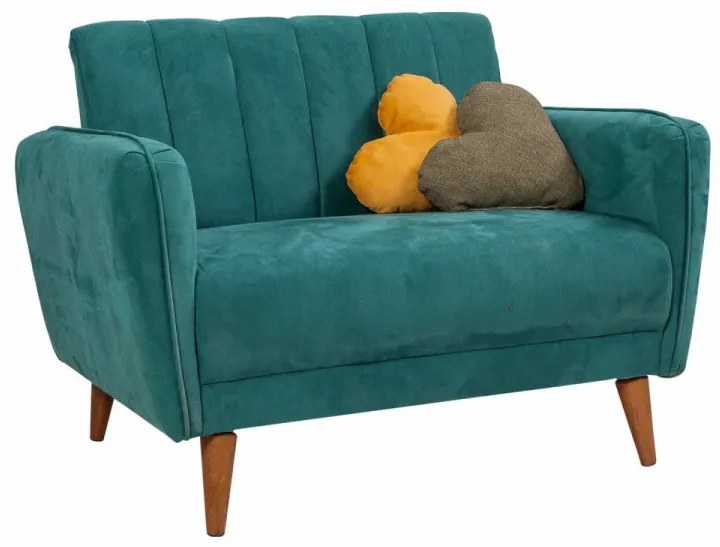Canapea 2 Locuri, Lemn Solid, Aqua Loveseat, Verde Marin