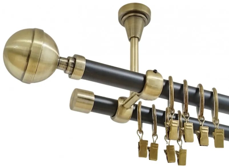 Galerie dubla kalisto prindere tavan 19 mm negru aur antic (Alege marime: 140 cm)