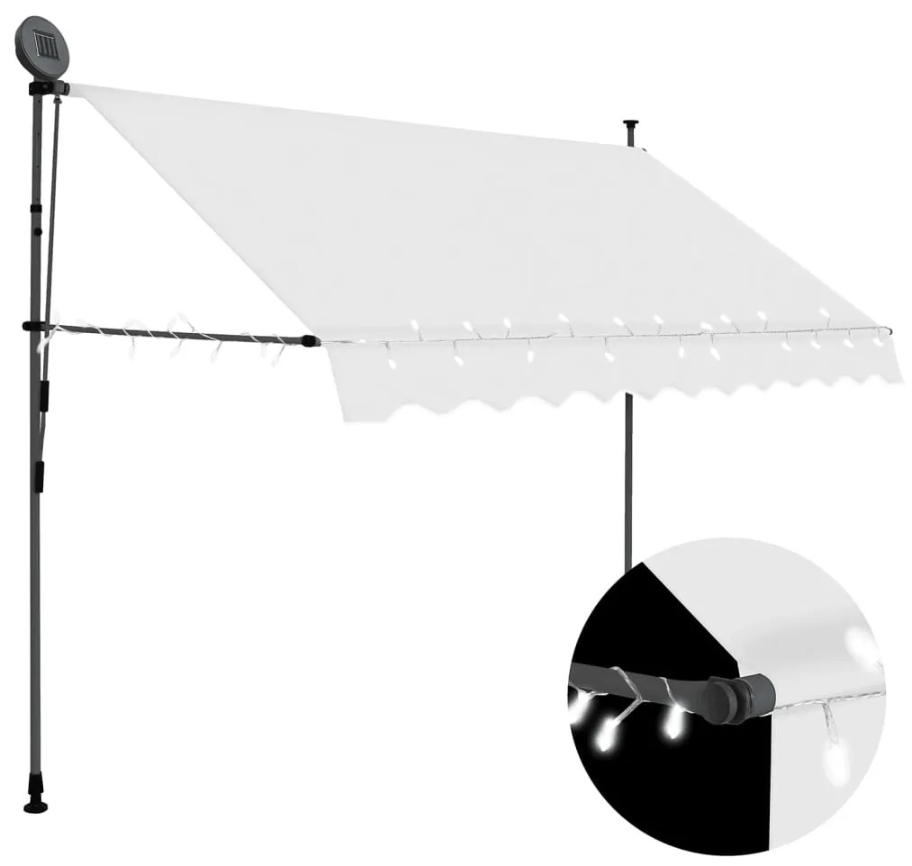 vidaXL Copertină retractabilă manual cu LED, crem, 250 cm