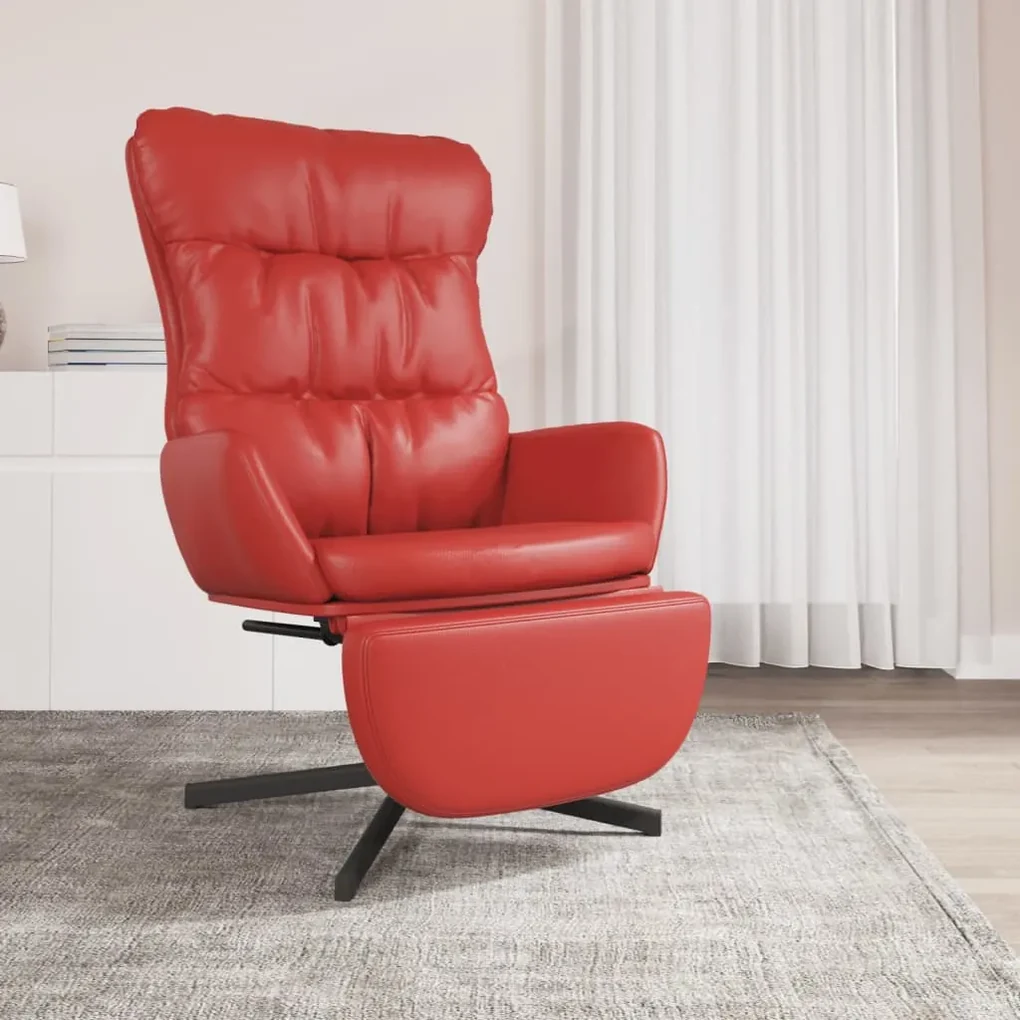 3097616 vidaXL Scaun de relaxare cu taburet, roșu vin, piele ecologică