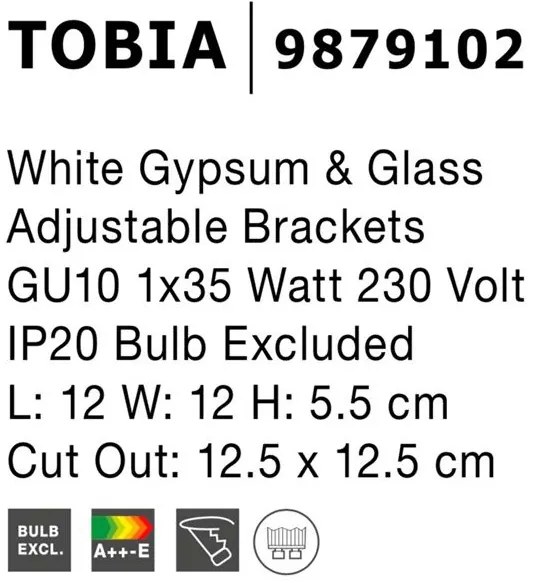 Spot din ghips incastrabil tavan fals TOBIA NVL-9879102