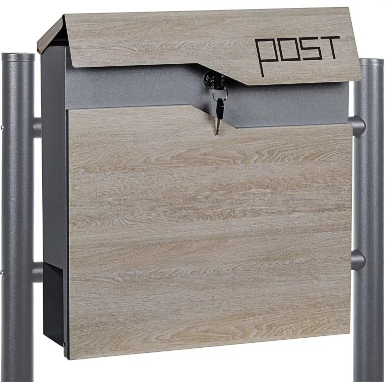 STILISTA Cutie poștală pe picioare, metal/lemn, două picioar