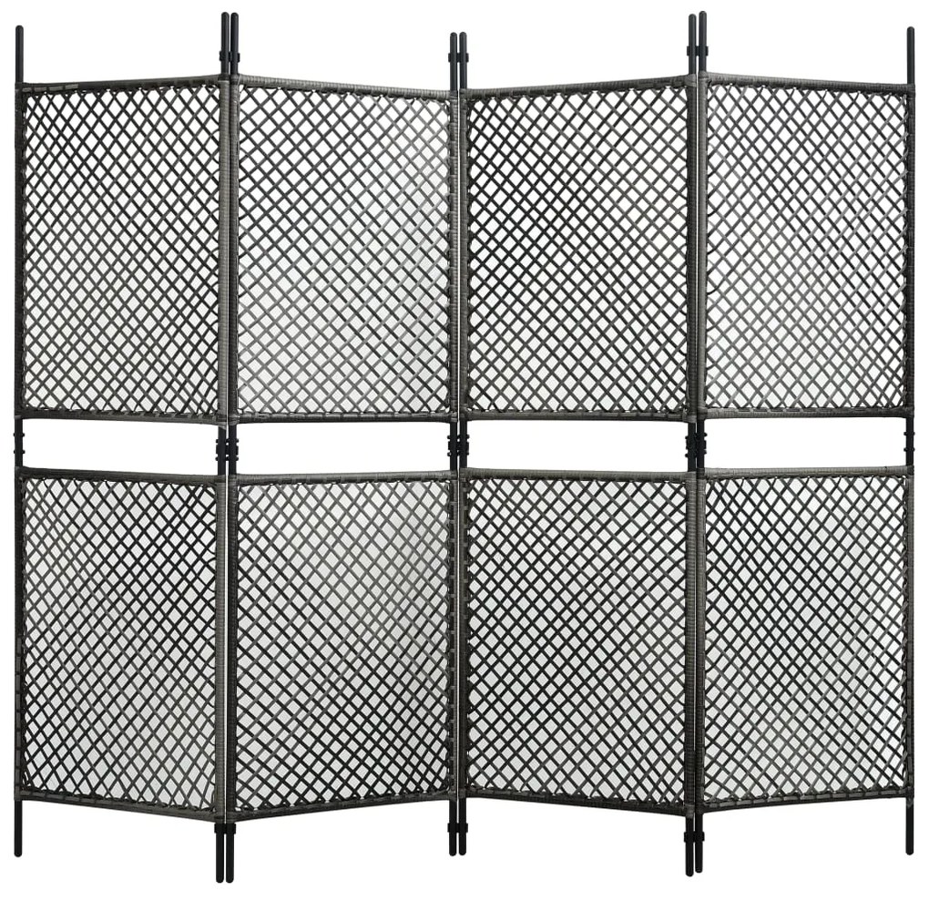 47840 vidaXL Paravan cameră, 4 panouri, antracit, 240 x 200 cm, poliratan