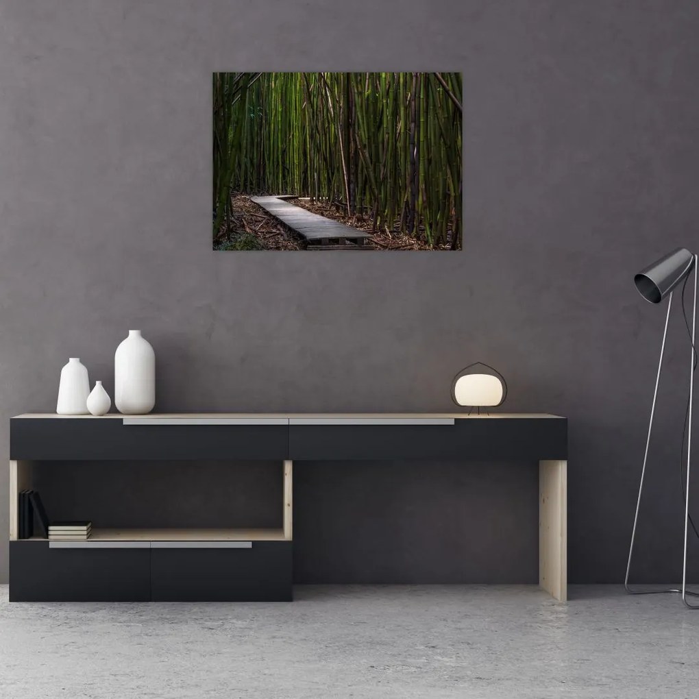 Tablou pe sticlă - Între bambus (70x50 cm)