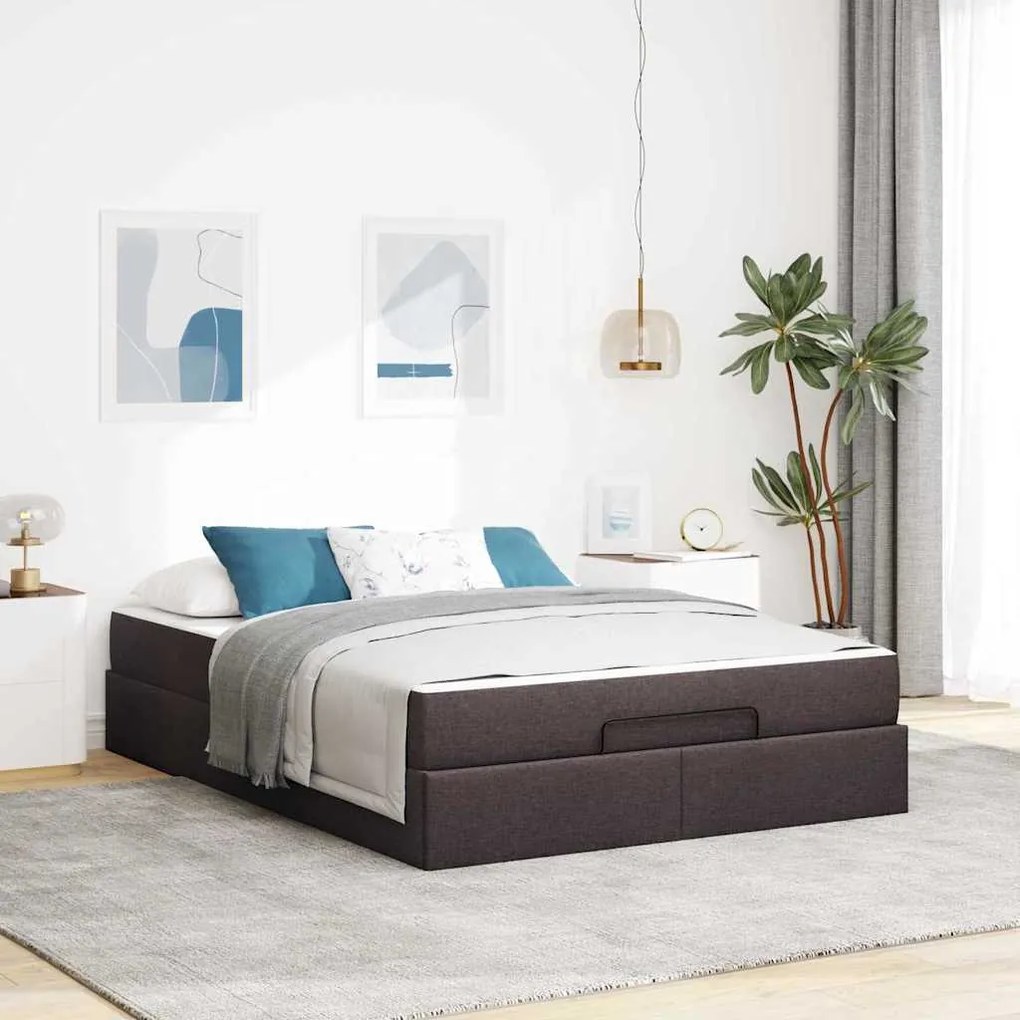 vidaXL Cadru de pat Maro închis 140 x 190 cm țesătură