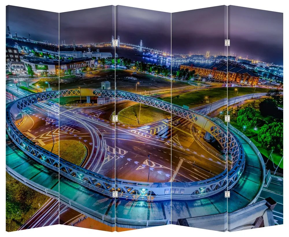 Paravan - Panorama orașului nocturn (210x170 cm)