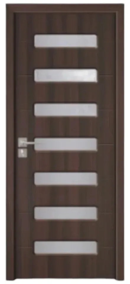 Usa Interior din MDF Novo Doors ND318, Cadru din Lemn Masiv, Geam Sablat, KIT COMPLET, Toc , Manere si balamale incluse (Culoare: Gri deschis, Toc: