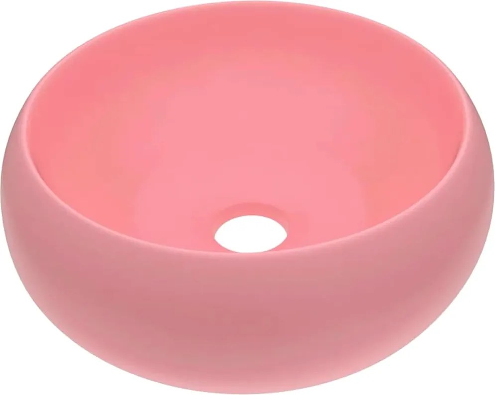 vidaXL Chiuvetă de baie lux roz mat 40x15 cm ceramică rotund