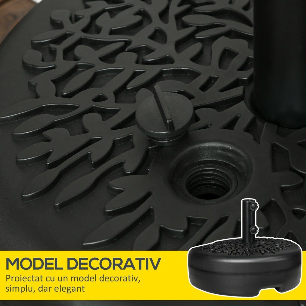 Outsunny Baza Umbrelei Semicirculare Umplută cu Nisip sau Apă, Suport Umbrelă de Soare Montat pe Perete pentru Stâlpi 38-48mm, Negru | Aosom Romania