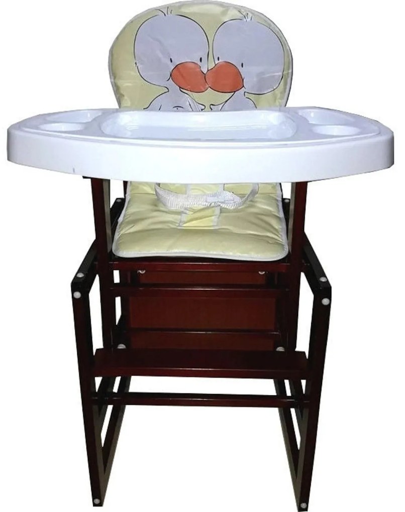 Scaun de masa pentru copii si bebe transformabil in birou Baby Care™ , din lemn masiv, centura de siguranta, sezut comfortabil, masuta detasabila,