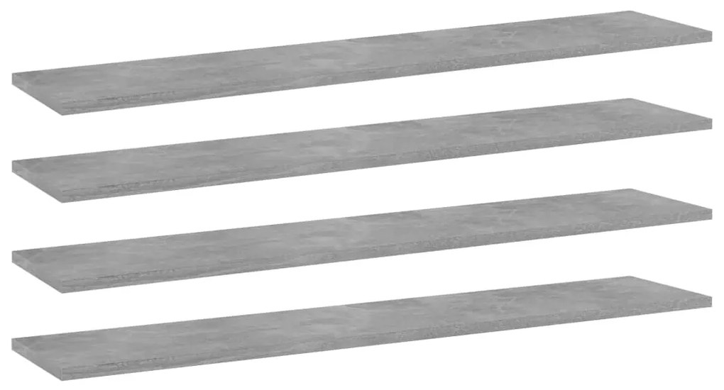 vidaXL Plăci bibliotecă, gri beton, 4 buc, 100 x 20 x 1,5 cm, PAL