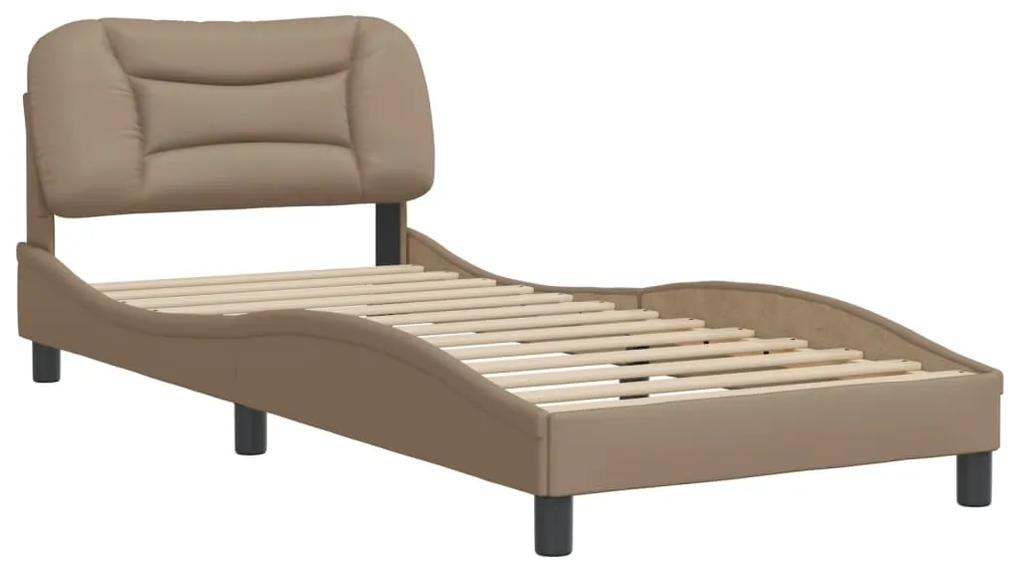3207971 vidaXL Cadru de pat cu tăblie, cappuccino, 90x190 cm, piele ecologică