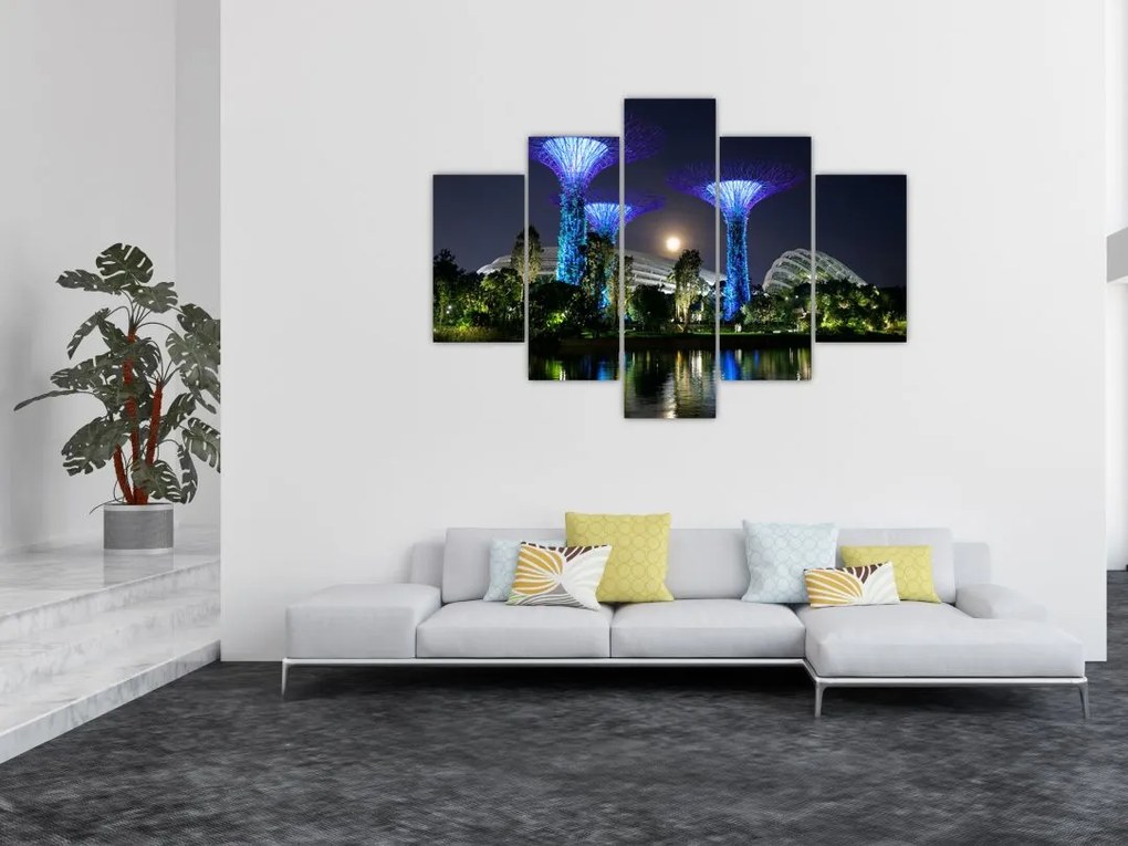 Tablou cu lună plină în grădinile din Singapur (150x105 cm)