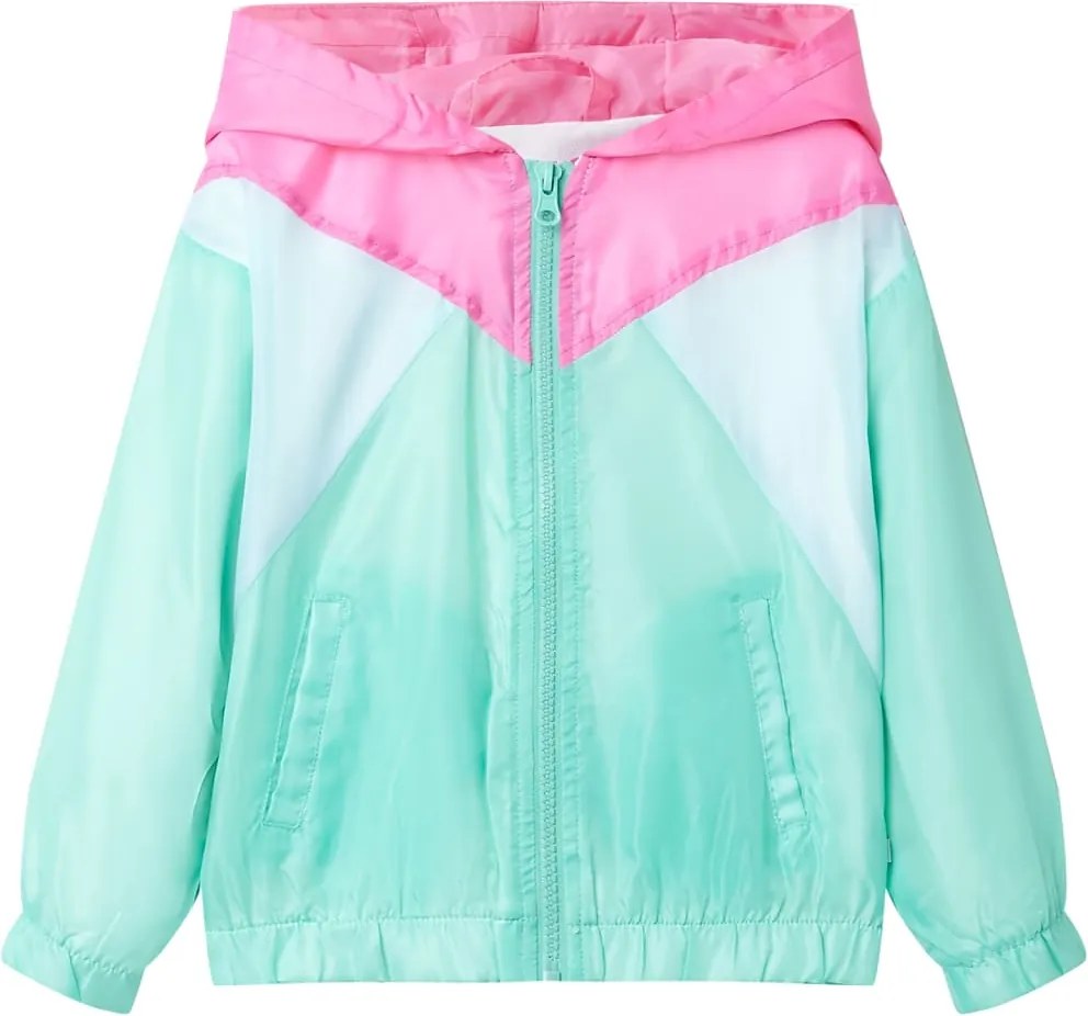vidaXL Jachetă pentru copii cu glugă și fermoar, multicolor, 92