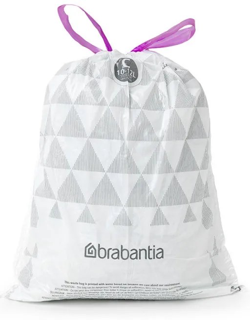 Saci de gunoi Brabantia PerfectFit Sort&Go/Silent/Touch N 1005487, Dimensiune C, 10-12 L, 40 buc, Alb