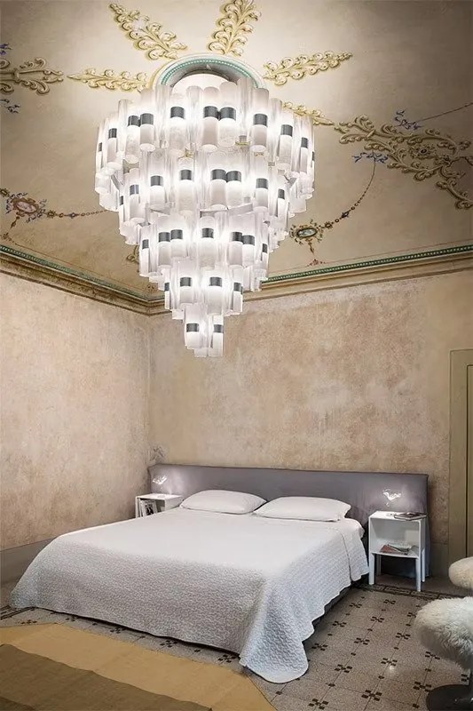 Lustra LED Art Deco de dimensiuni mari, realizata manual LA LOLLO 4XL White