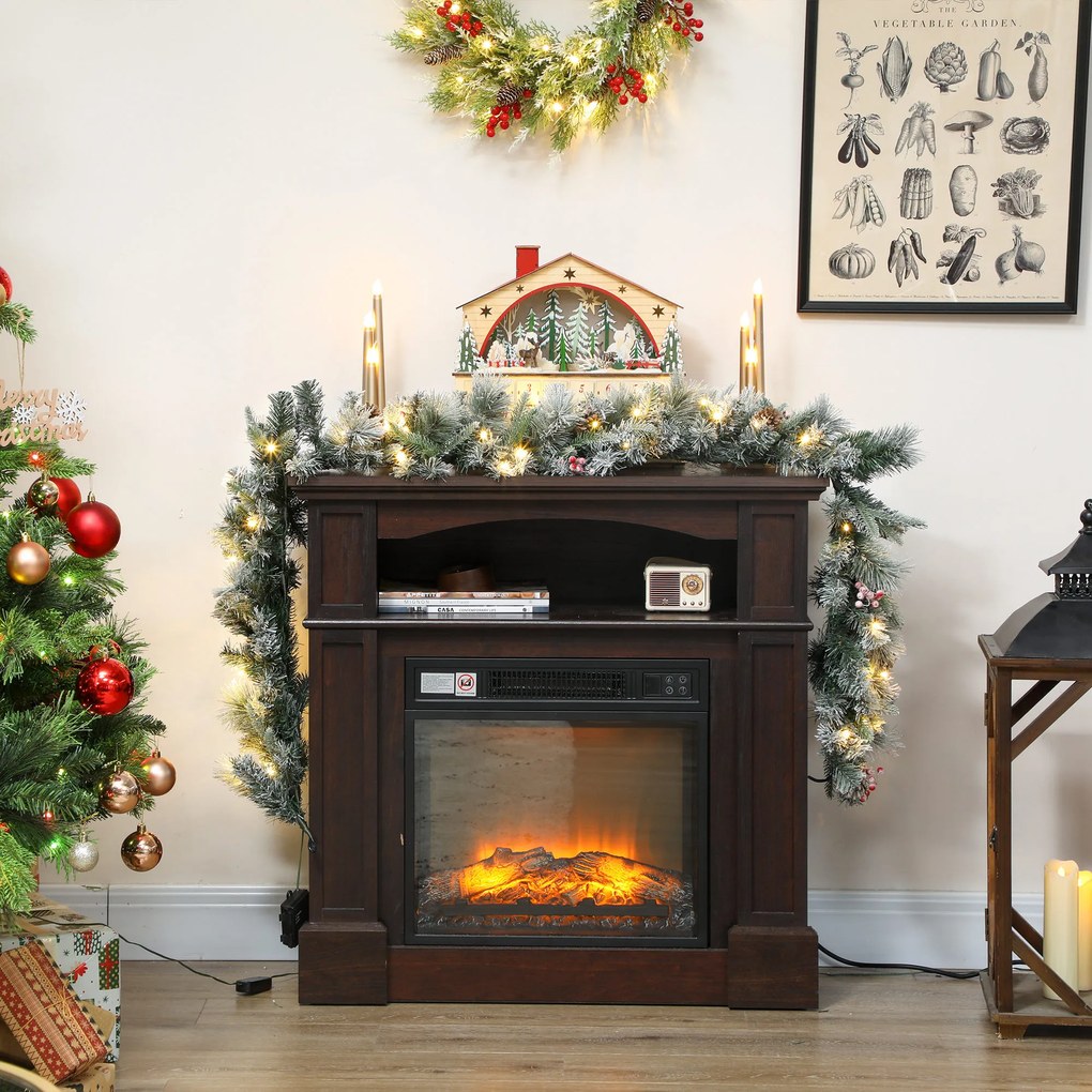 HOMCOM Ghirlanda de Crăciun Ø25x183 cm cu 50 de Lumini LED, Conuri de Pin și Boabe | Aosom Romania