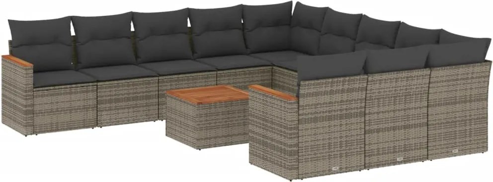 vidaXL Set canapea de grădină cu perne, 12 piese, gri, poliratan
