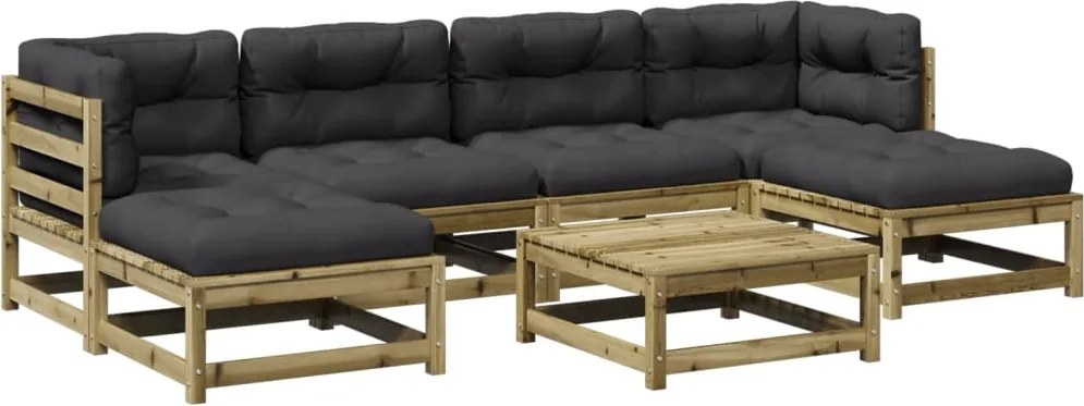 vidaXL Set canapele grădină cu perne, 7 piese, lemn de pin tratat