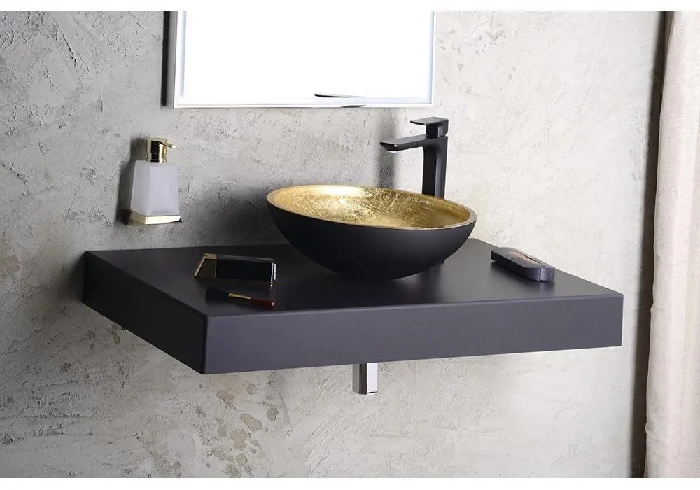 Baterie negru-mat pentru chiuvetă înaltă Spy – Sapho