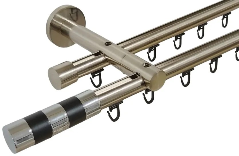 Galerie dubla PRINDERE PERETE suport universal TEAVA PROFIL -CILINDRU NEGRU /19 -INOX (Alege marime: 400 cm)