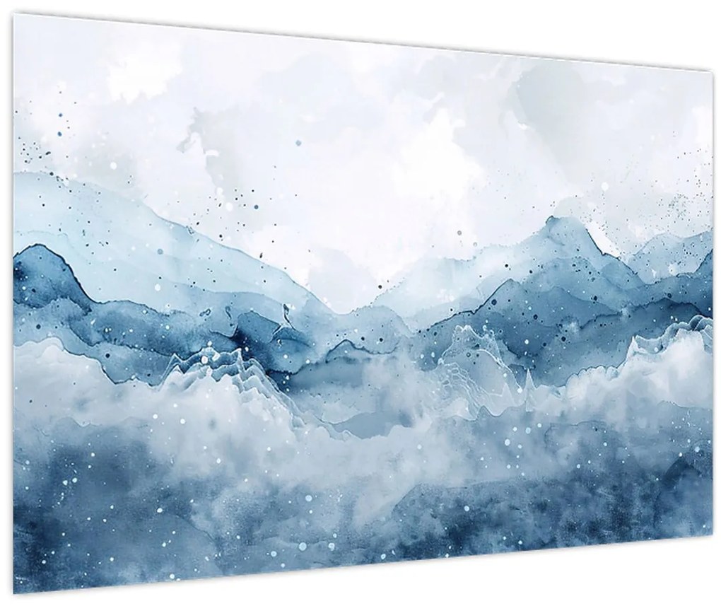 Tablou - Nori și valuri, acuarelă (90x60 cm)