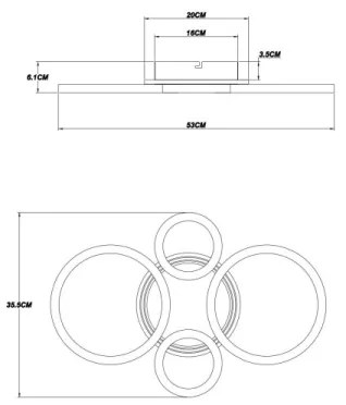 Plafonieră LED Globo 48039-40 LORETTA LED/40W/230V d. 35,5x53 cm negru