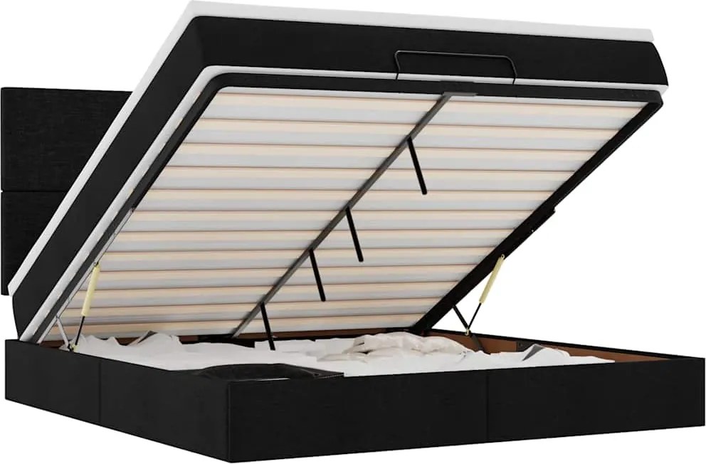 vidaXL Cadru de pat otoman cu saltea țesătură neagră 180x200cm
