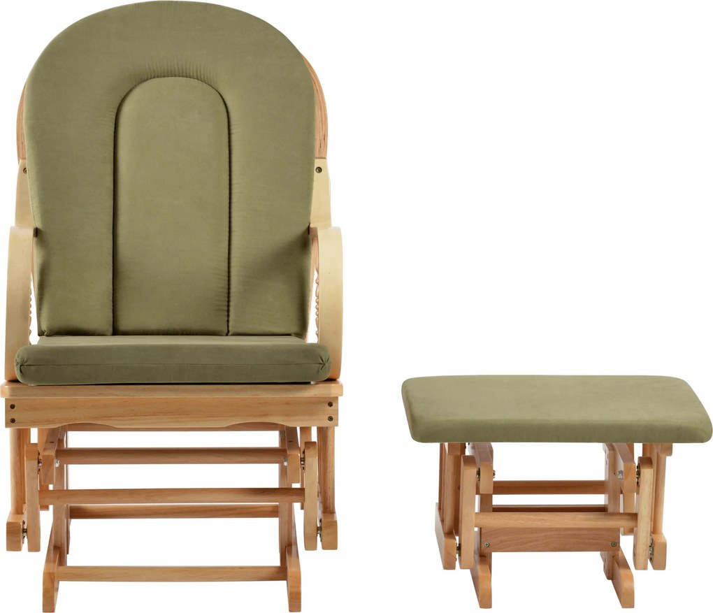 Scaun balansoar cu suport pentru picioare, natural/verde, DALBERT