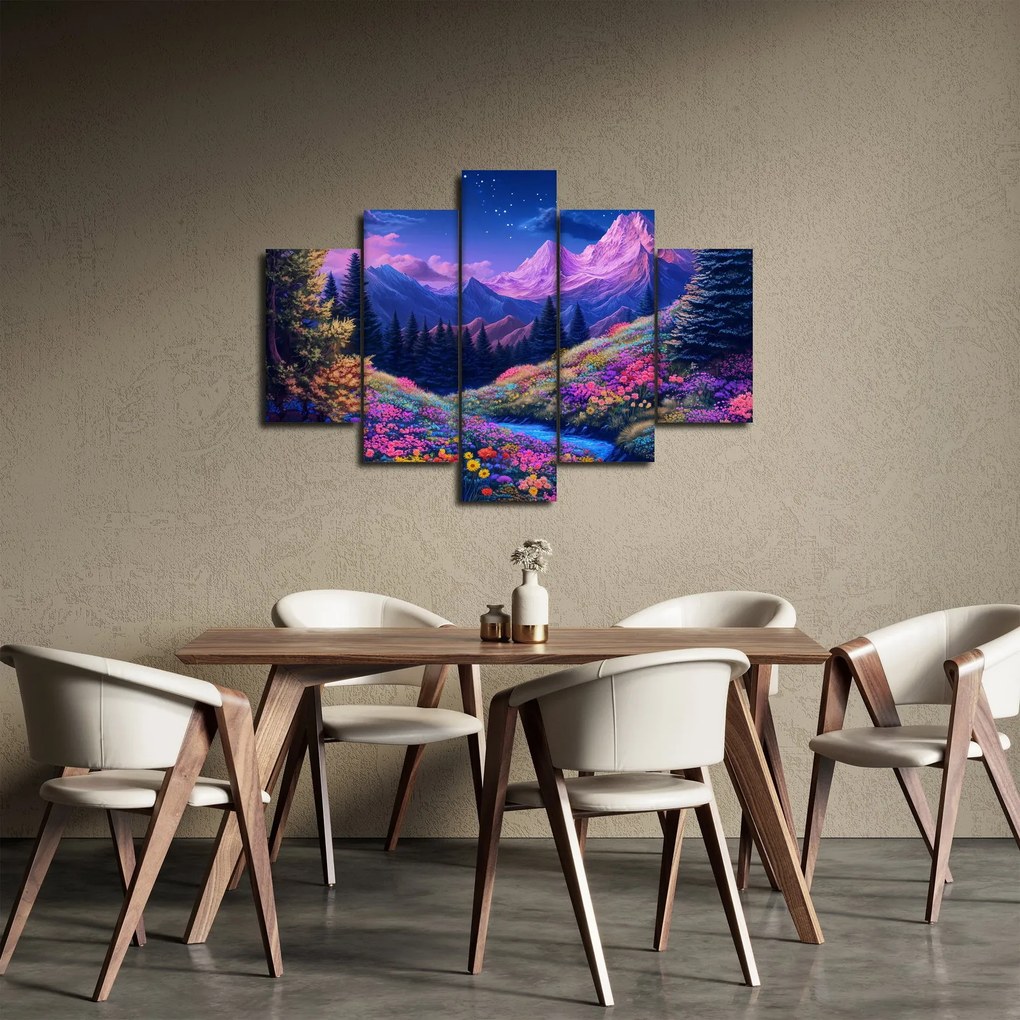Tablou - Peisaj violet la lună plină (150x105 cm)