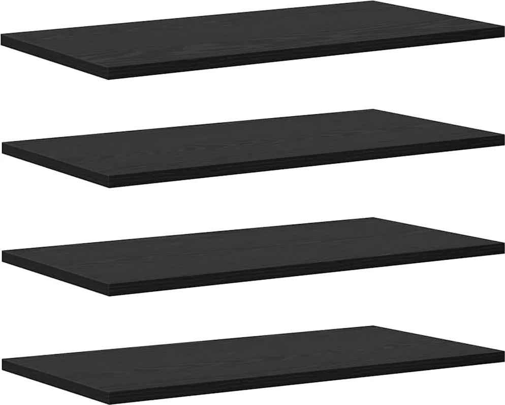 vidaXL Raft pentru cărți 4 pcs Negru 60 x 30 x 1,5 cm Lemn compozit