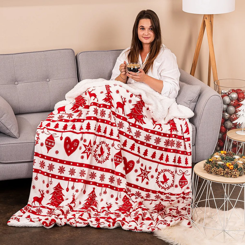 Pătură de Crăciun imitație de blăniță 4Home White Christmas, 150 x 200 cm