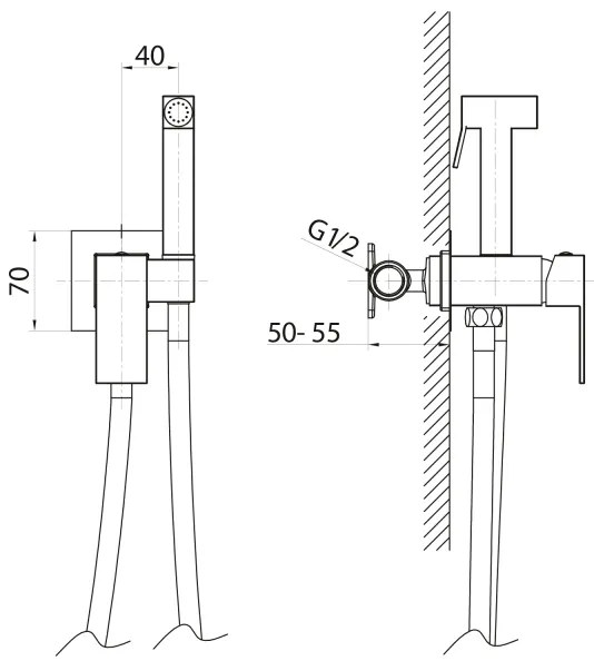 Baterie de bideu pentru instalare ascunsă Sapho CUBEMIX negru mat