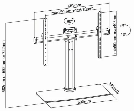 Nedis TVSM2330BK Full Motion suport TV 32-65", 3 poziții înălțime
