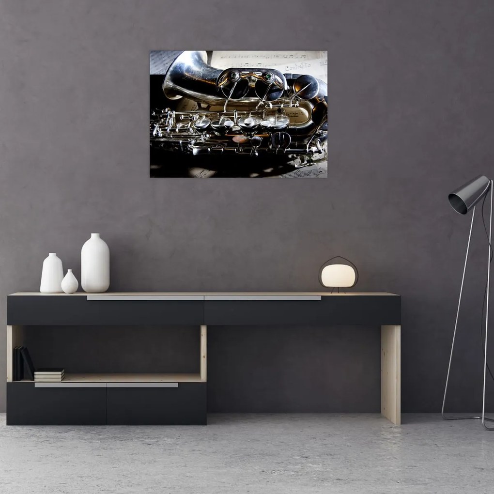 Tablou pe sticlă - Saxofon (70x50 cm)