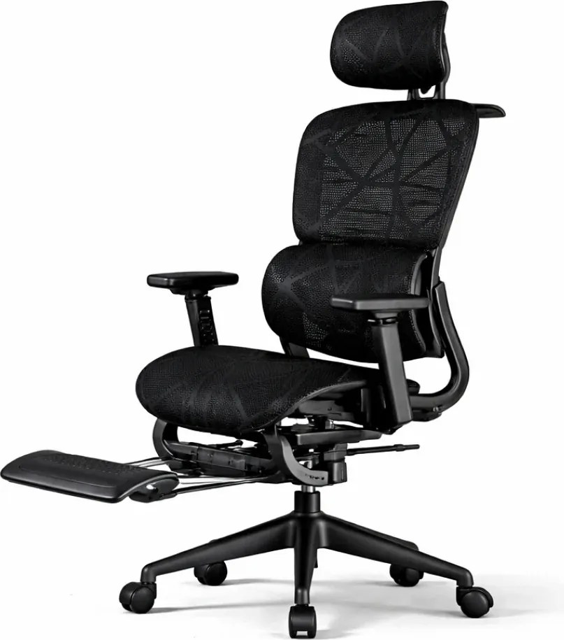 RESIGILAT- Scaun ergonomic, functie translatie sezut, cotiere reglabile 3D, tetiera 3D, suport lombar 3D Adaptive, pivotant, suport picioare, Negru