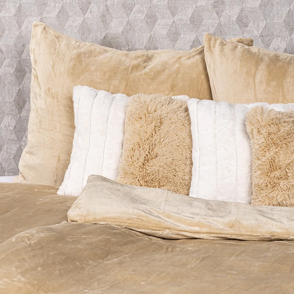 Lenjerie pat o persoană 4Home din microflanel bej, 140 x 220 cm, 70 x 90 cm