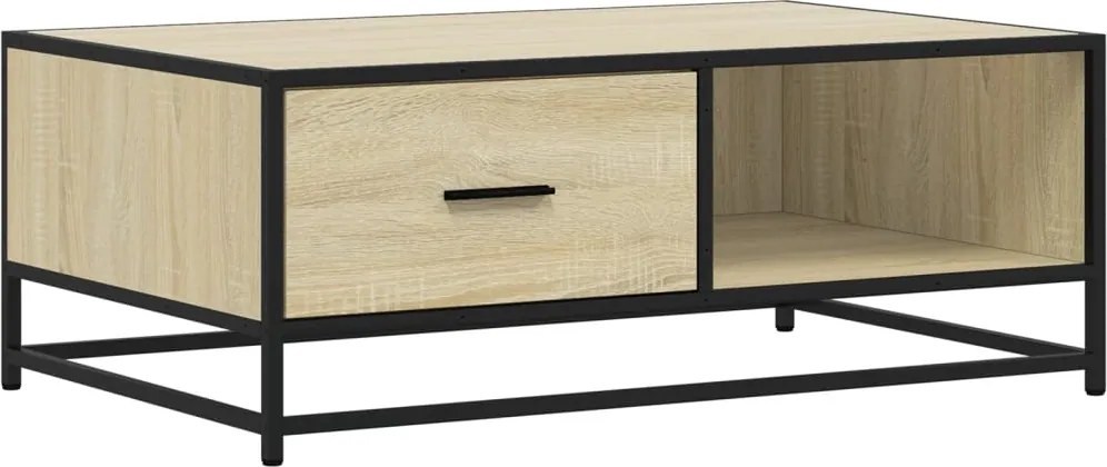 vidaXL Măsuță cafea stejar sonoma 90x57x35 cm lemn prelucrat și metal