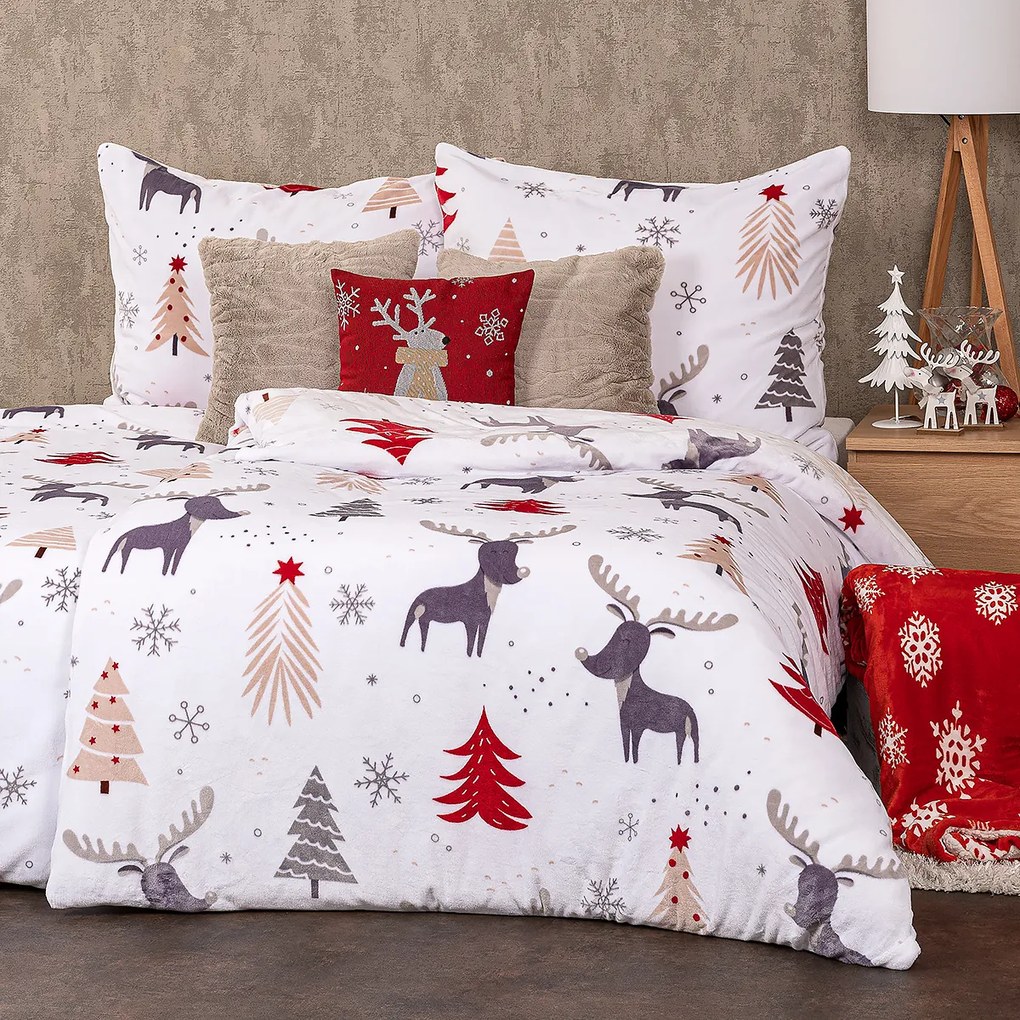 Lenjerie de pat din micro-flanelă 4Home Cute reindeer, 160 x 200 cm, 70 x 80 cm